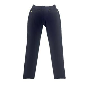 Michael Kors Pants Womens XS Navy Blue Stretch Skinny Gold Logo Mid Rise